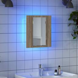 Berkfield Home LED Bathroom Mirror Cabinet Sonoma Oak 40x12x45 cm in Brown - Size: 40 x 12 x 45 cm - thumbnail 6