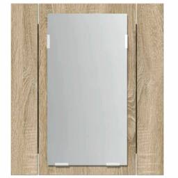 Berkfield Home LED Bathroom Mirror Cabinet Sonoma Oak 40x12x45 cm in Brown - Size: 40 x 12 x 45 cm - thumbnail 9