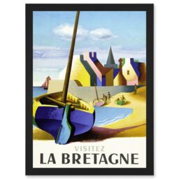 Artery8 Nathan Visit Brittany Bretagne Railway Travel Advert France Artwork Framed Wall Art Print A4 in Black - thumbnail 1