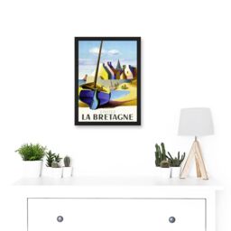 Artery8 Nathan Visit Brittany Bretagne Railway Travel Advert France Artwork Framed Wall Art Print A4 in Black - thumbnail 2