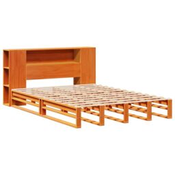 Berkfield Home Bookcase Bed without Mattress Wax Brown 135x190 cm Double Solid Wood - thumbnail 3