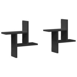 Berkfield Home Wall Shelves 2 pcs Black 38x12x38 cm Engineered Wood - Size: 38 x 12 x 38 cm - thumbnail 2