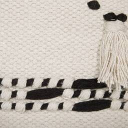 Wyld and Coco Beige Boho Footstool - Black Cotton Knit Tassels - thumbnail 4