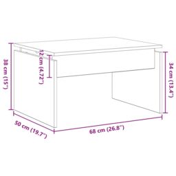 Berkfield Home Black Oak Coffee Table 68x38x50 cm Made from Engineered Wood - Size: 68 x 38 x 50 cm - thumbnail 9