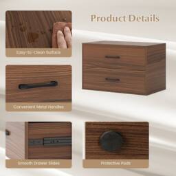 Gymax 2-Drawer Dresser Wooden Cube Dresser Bedside Cabinet Stackable in Brown - thumbnail 5