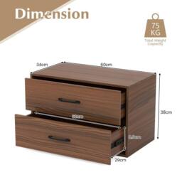 Gymax 2-Drawer Dresser Wooden Cube Dresser Bedside Cabinet Stackable in Brown - thumbnail 2
