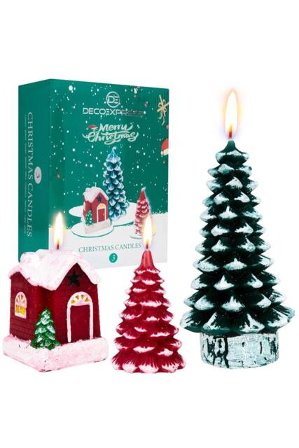 Deco Express Christmas Candles Set 3 Pcs Christmas House Gift Xmas Décor - image 1