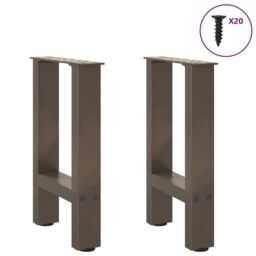 Berkfield Home Coffee Table Legs Natural Steel 2 pcs 38x(42-43) cm Steel in Grey - thumbnail 3
