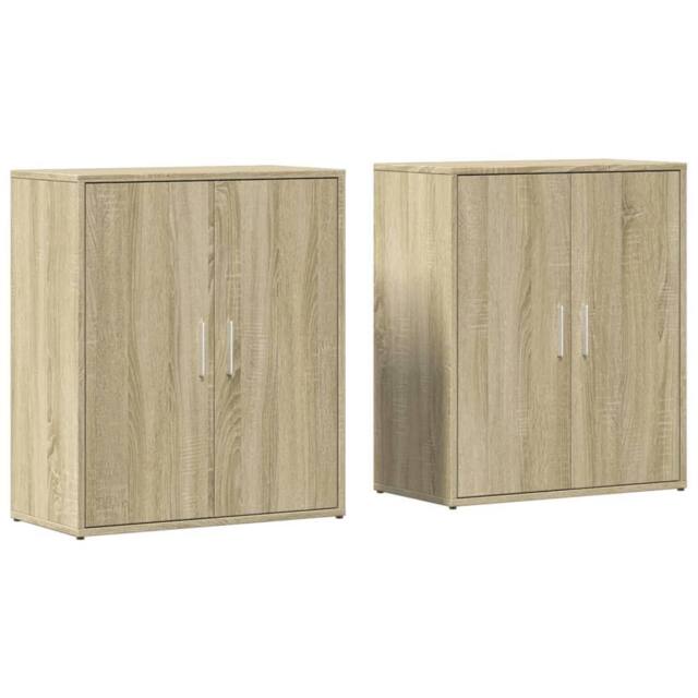 Berkfield Home Sideboards 2 pcs Sonoma Oak 60x31x70 cm Engineered Wood in Light Brown - Size: 60 x 31 x 70 cm - image 1