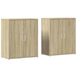 Berkfield Home Sideboards 2 pcs Sonoma Oak 60x31x70 cm Engineered Wood in Light Brown - Size: 60 x 31 x 70 cm - thumbnail 1