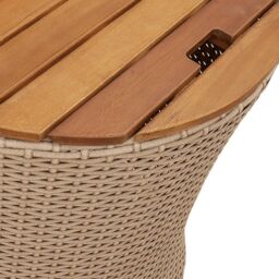 Berkfield Home Garden Side Tables 2 pcs with Wooden Top Beige Poly Rattan - thumbnail 8