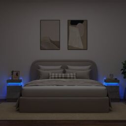 Berkfield Home Bedside Cabinets with LED Lights 2 pcs Concrete Grey 35x39x55 cm - Size: 35 x 39 x 55 cm - thumbnail 4