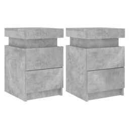 Berkfield Home Bedside Cabinets with LED Lights 2 pcs Concrete Grey 35x39x55 cm - Size: 35 x 39 x 55 cm - thumbnail 2