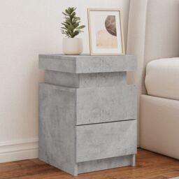 Berkfield Home Bedside Cabinets with LED Lights 2 pcs Concrete Grey 35x39x55 cm - Size: 35 x 39 x 55 cm - thumbnail 1