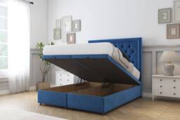 "Comfort Beds Rio Plush Ottoman Bed Set With 54"" Floor Standing Headboard in Navy - Size: Single" - thumbnail 2