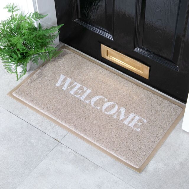 Artsy Mats Welcome Indoor Outdoor Doormat (90 x 60cm) in Beige - Size: 40 cm x 70 cm - image 1
