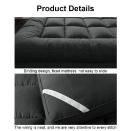 PAWNORA Black 4ft6 Double Mattress Topper - thumbnail 3
