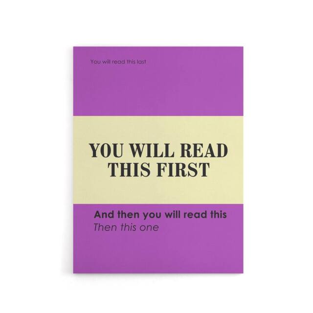 "Artery8 You Will Read This First Purple Simple Modern Canvas Wall Art Print - Size: W12"" x H16""" - image 1