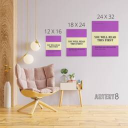 "Artery8 You Will Read This First Purple Simple Modern Canvas Wall Art Print - Size: W12"" x H16""" - thumbnail 4