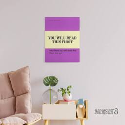 "Artery8 You Will Read This First Purple Simple Modern Canvas Wall Art Print - Size: W12"" x H16""" - thumbnail 3