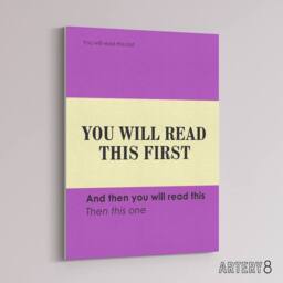 "Artery8 You Will Read This First Purple Simple Modern Canvas Wall Art Print - Size: W12"" x H16""" - thumbnail 2