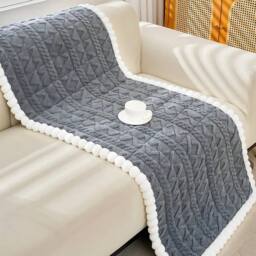 SPETLEK Thick Warm Plush Sofa Slip Covers Non Slip 70X210cm in Grey - Size: 100 cm x 190 cm - thumbnail 2