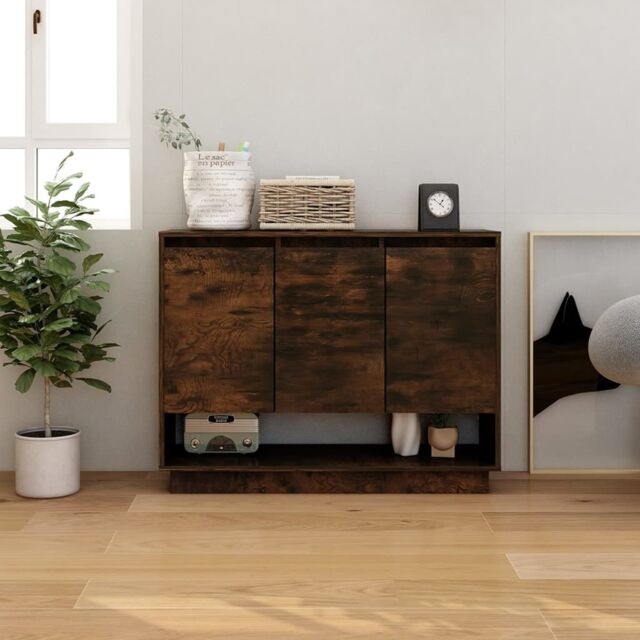 Berkfield Home Sideboard Smoked Oak 97x31x75 cm Engineered Wood in Brown - Size: 97 x 31 x 75 cm - image 1