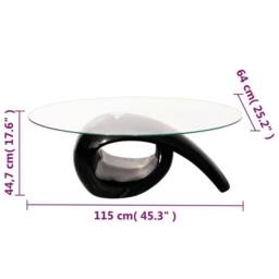 Berkfield Home Coffee Table with Oval Glass Top High Gloss Black - thumbnail 4