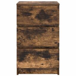 Berkfield Home Bedside Cabinet with 3 Drawers Smoked Oak 39x35x65 cm in Brown - Size: 39 x 35 x 65 cm - thumbnail 6