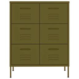Berkfield Home Drawer Cabinet Olive Green 80x35x101.5 cm Steel - thumbnail 3