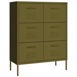 Berkfield Home Drawer Cabinet Olive Green 80x35x101.5 cm Steel