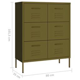 Berkfield Home Drawer Cabinet Olive Green 80x35x101.5 cm Steel - thumbnail 9