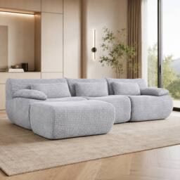 MIMO Curved Seat Design Modular Sofa Set, Corduroy Fabric in Mid Grey - Size: 1 Pack - thumbnail 8
