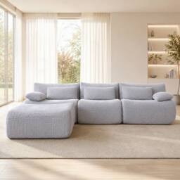 MIMO Curved Seat Design Modular Sofa Set, Corduroy Fabric in Mid Grey - Size: 1 Pack - thumbnail 7