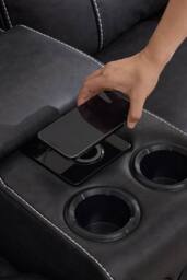 More4Homes Vinson Electric Recliner 2 Seater Sofa Air Leather With Speakers in Charcoal - thumbnail 5