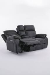 More4Homes Vinson Electric Recliner 2 Seater Sofa Air Leather With Speakers in Charcoal - thumbnail 9