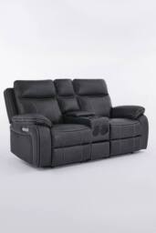 More4Homes Vinson Electric Recliner 2 Seater Sofa Air Leather With Speakers in Charcoal - thumbnail 7