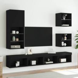Berkfield Home TV Cabinet with LED Lights Black 40.5x30x102 cm - thumbnail 3