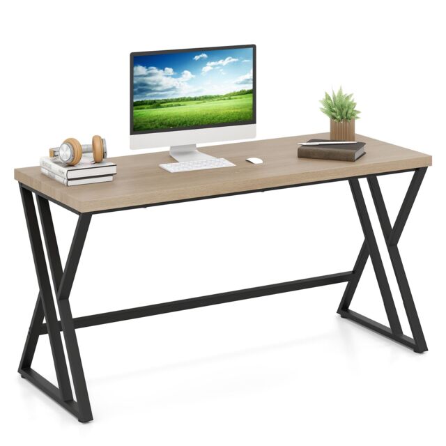 Costway 150 CM Computer Desk Large Industrial Office Desk in Grey - image 1