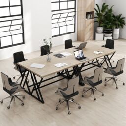 Costway 150 CM Computer Desk Large Industrial Office Desk in Grey - thumbnail 3