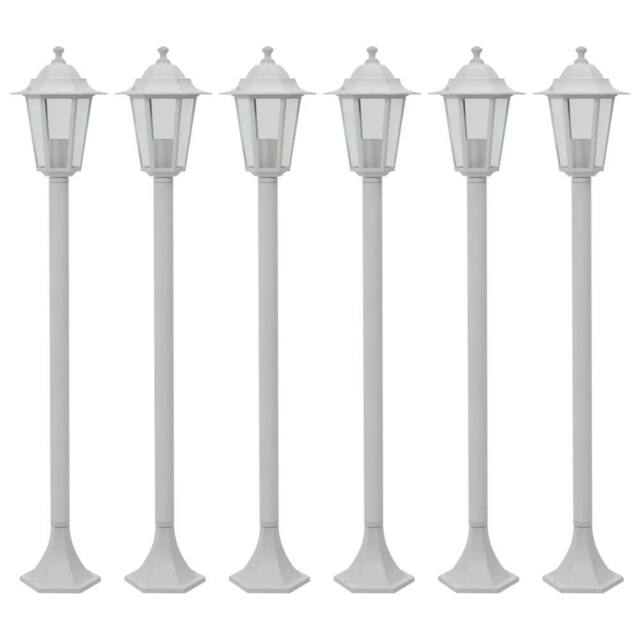 Berkfield Home Garden Post Lights 6 pcs E27 110 cm Aluminium White - image 1
