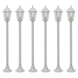 Berkfield Home Garden Post Lights 6 pcs E27 110 cm Aluminium White - thumbnail 1