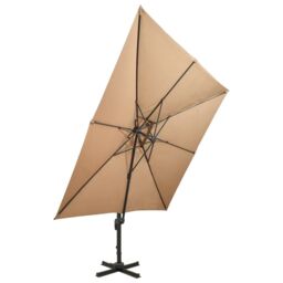 Berkfield Home Cantilever Umbrella with Double Top 300x300 cm Taupe in Beige - thumbnail 2