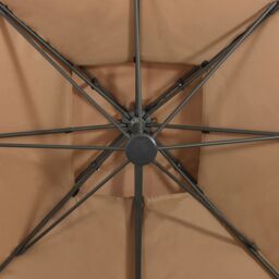 Berkfield Home Cantilever Umbrella with Double Top 300x300 cm Taupe in Beige - thumbnail 6