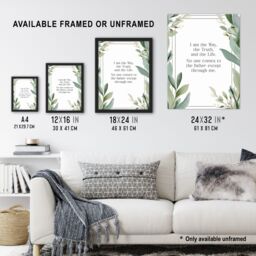 "Artery8 Wall Art Print The Way The Truth The Life Green Bible Quote New Testament Framed Art - Size: W12"" x H16""" - thumbnail 3
