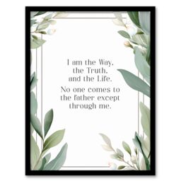 "Artery8 Wall Art Print The Way The Truth The Life Green Bible Quote New Testament Framed Art - Size: W12"" x H16""" - thumbnail 1