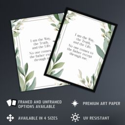 "Artery8 Wall Art Print The Way The Truth The Life Green Bible Quote New Testament Framed Art - Size: W12"" x H16""" - thumbnail 2