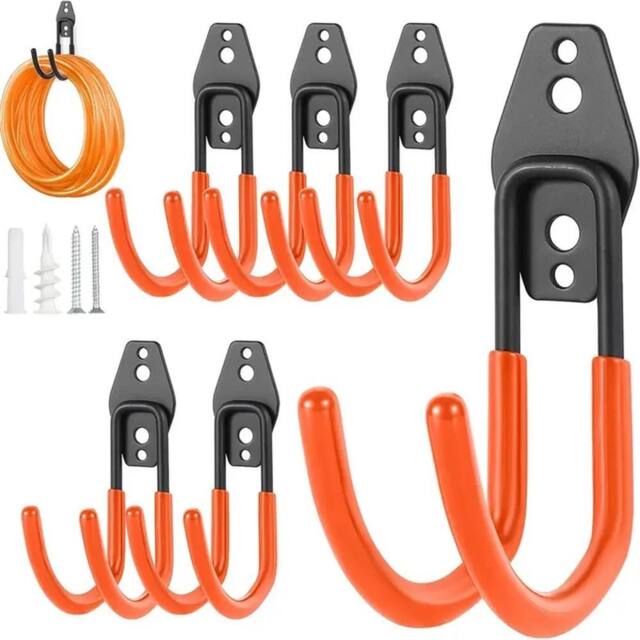 Nordara 6Pcs Heavy Duty Wall Mounted Storage Hooks Garage in Orange - Size: 1000mm × 13000mm - image 1