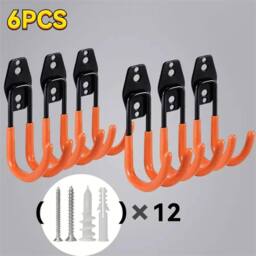 Nordara 6Pcs Heavy Duty Wall Mounted Storage Hooks Garage in Orange - Size: 1000mm × 13000mm - thumbnail 3