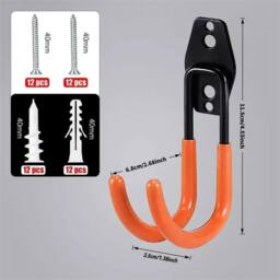 Nordara 6Pcs Heavy Duty Wall Mounted Storage Hooks Garage in Orange - Size: 1000mm × 13000mm - thumbnail 2